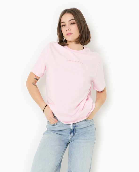 T-shirt ample avec print poitrine et dos rose - Pimkie