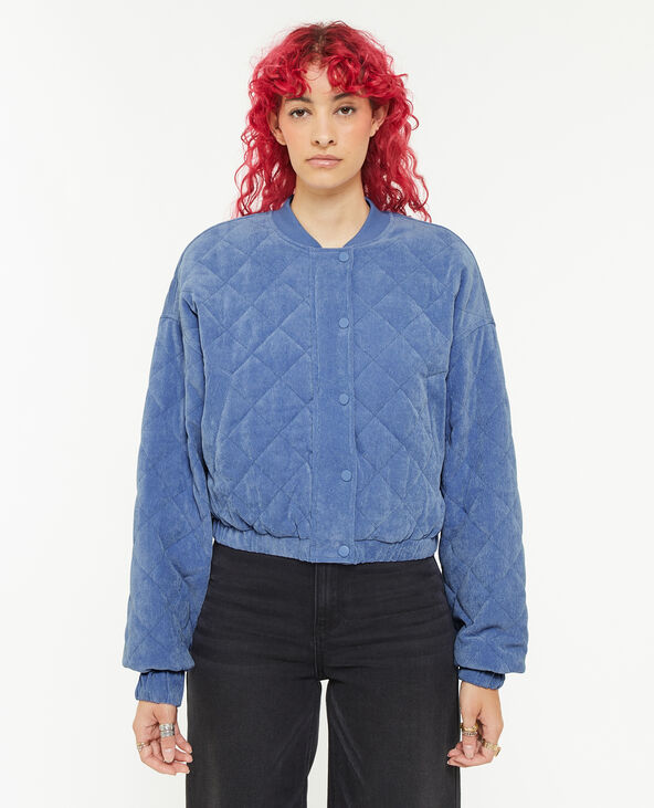 Veste quiltée en velours bleu - Pimkie