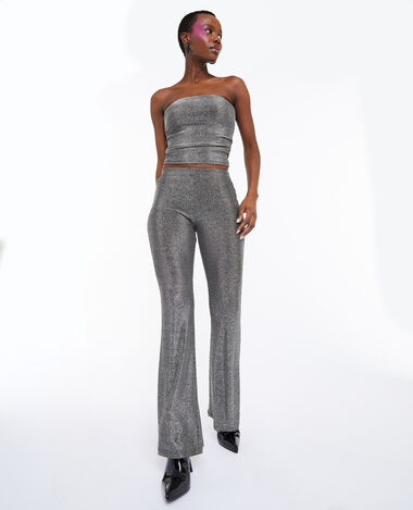 Pantalon flare avec lurex argenté - Pimkie