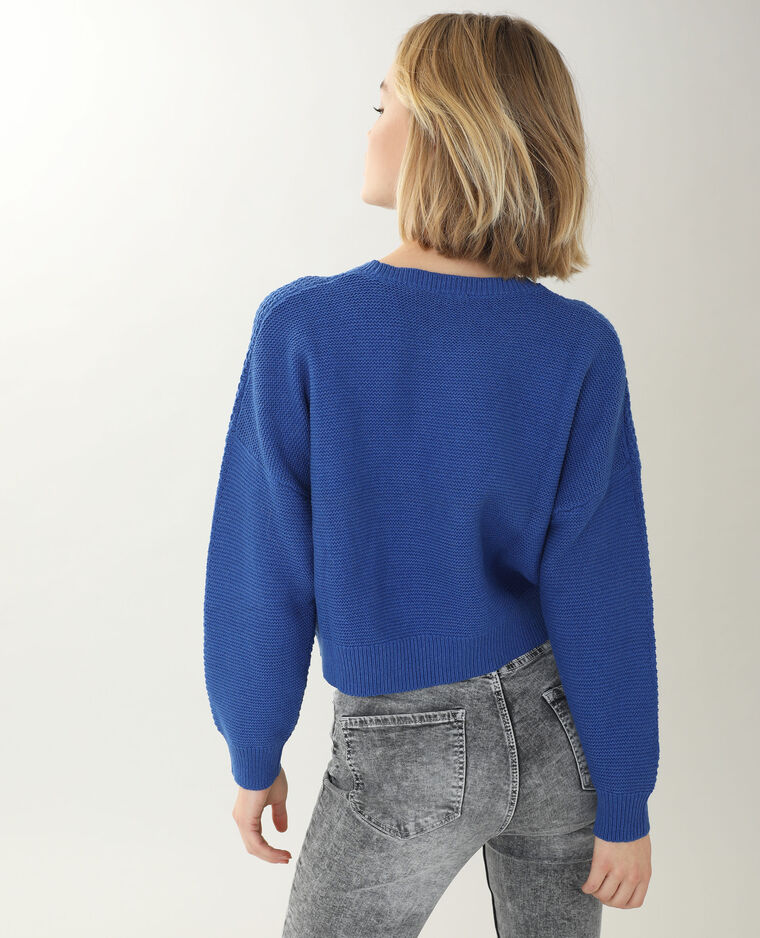 Pull maille reliefée bleu - Pimkie