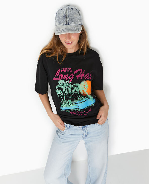 T-shirt oversize avec print devant noir - Pimkie