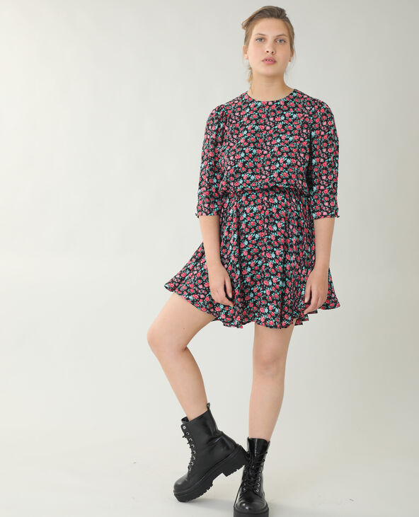 Robe trapèze fleurie noir - Pimkie