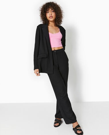 Pantalon droit souple en tissu fluide noir - Pimkie
