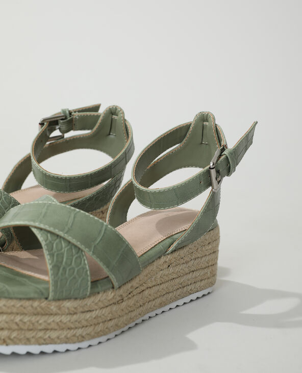 Sandales compensées croco vert kaki - Pimkie