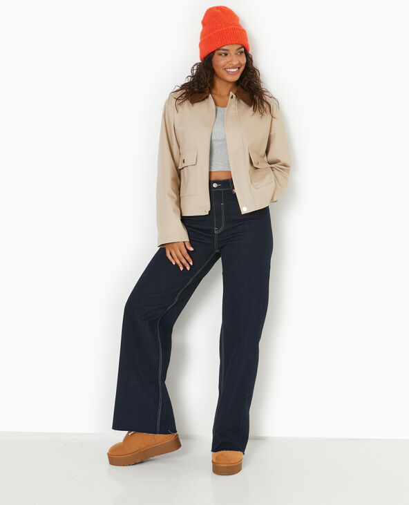 Veste en toile avec col velours côtelé doré - Pimkie