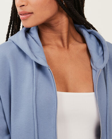 Sweat zippé oversize avec capuche bleu - Pimkie