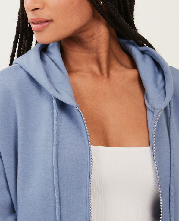 Sweat zippé oversize avec capuche bleu - Pimkie
