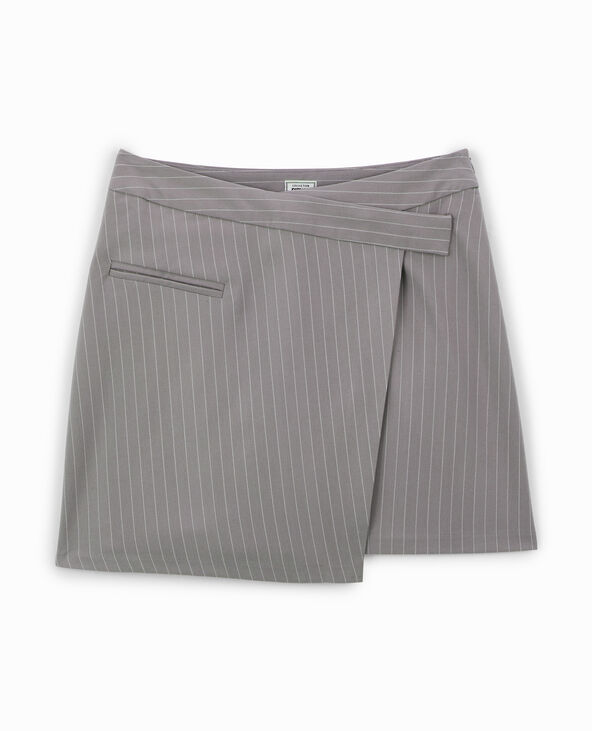 Jupe courte portefeuille gris - Pimkie