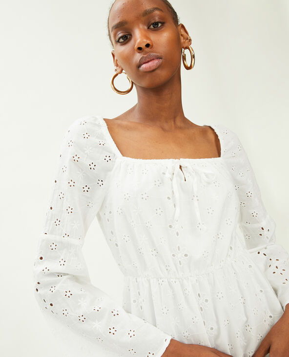 Robe courte broderie anglaise blanc - Pimkie