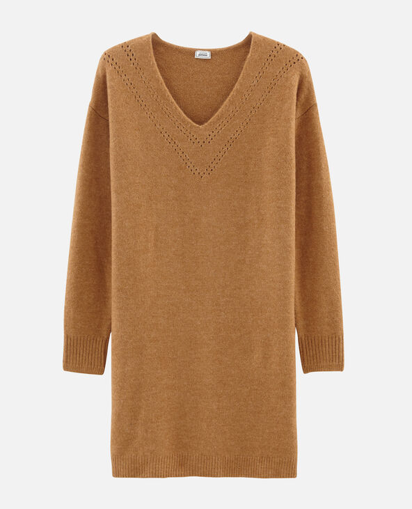 Robe pull à col V taupe - Pimkie