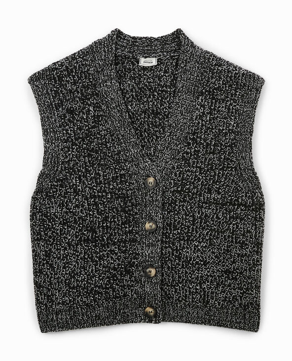 Gilet sans manches en maille moulinee