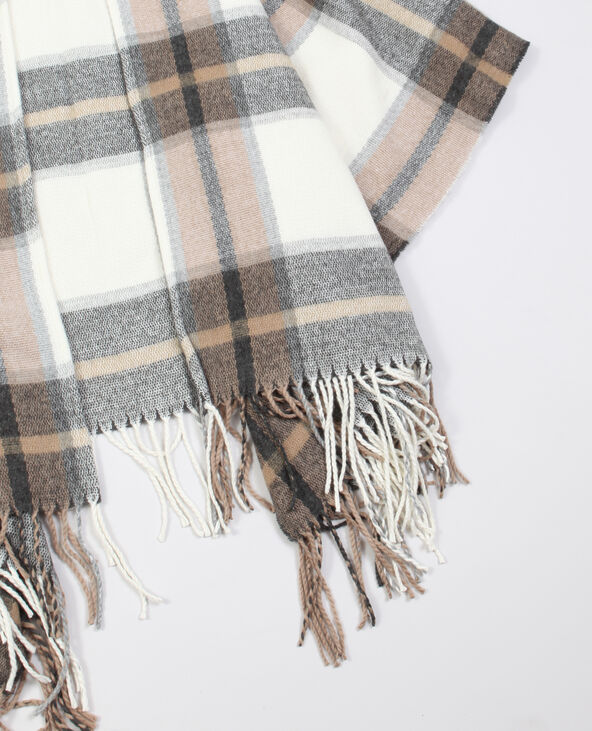 Poncho à franges blanc - Pimkie
