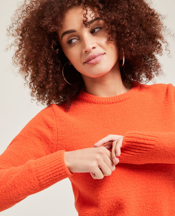 Pull col rond maille mousseuse orange - Pimkie