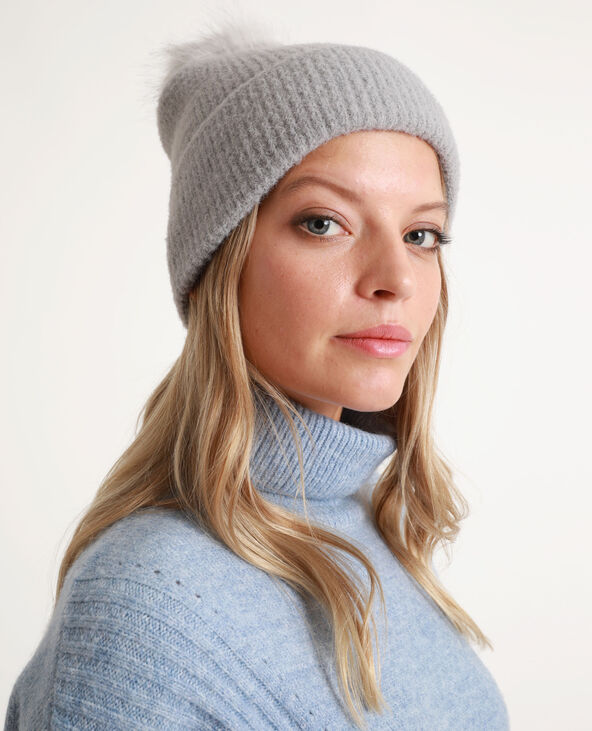 Bonnet à pompon bleu clair - Pimkie