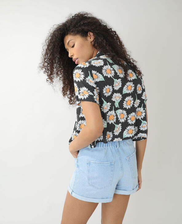 Chemise ample à pois et à fleurs noir - Pimkie