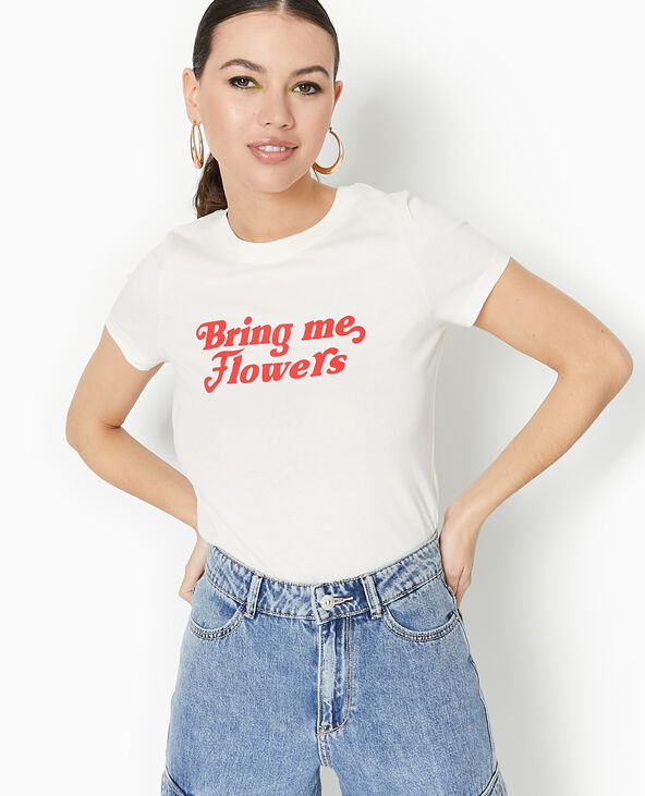T-shirt manches courtes avec print écru - Pimkie