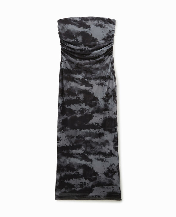 Robe longue bustier en tulle gris - Pimkie