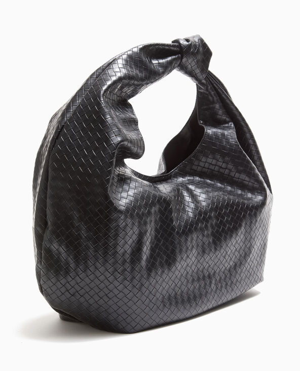 Grand sac XXL en simili tressé noir - Pimkie