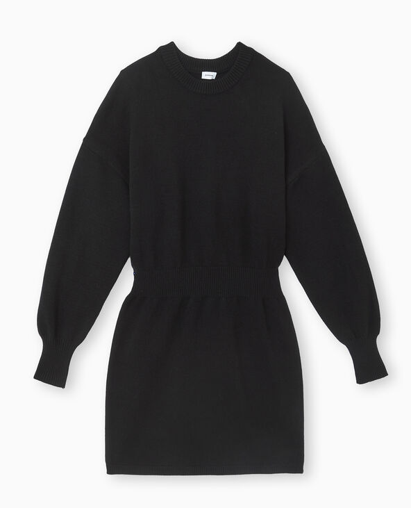 Robe en maille avec taille marquée noir - Pimkie