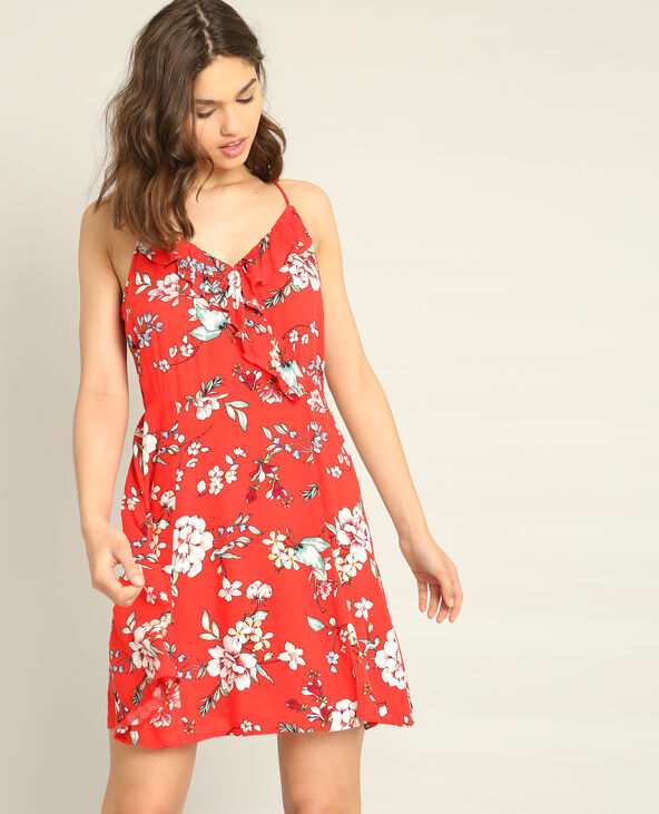 Robe imprimé fleuri rouge - Pimkie