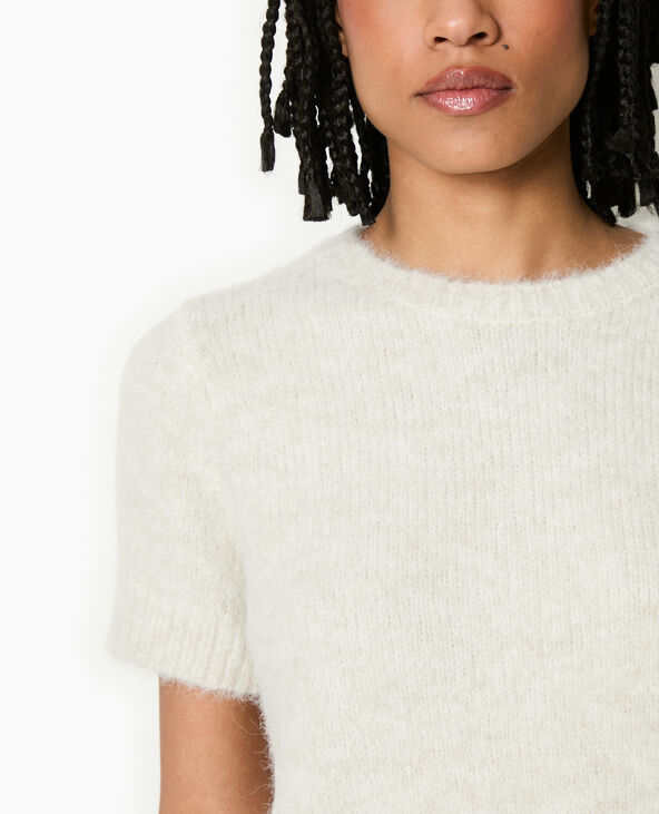 Pull manches courtes en maille douce écru - Pimkie