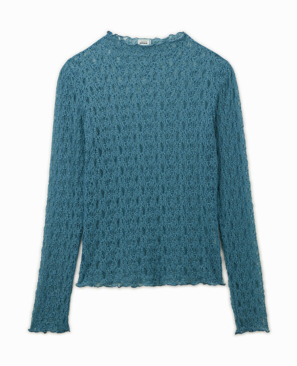 Top col montant en dentelle bleu - Pimkie