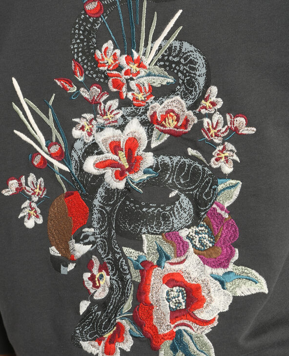 Sweat brodé gris foncé - Pimkie
