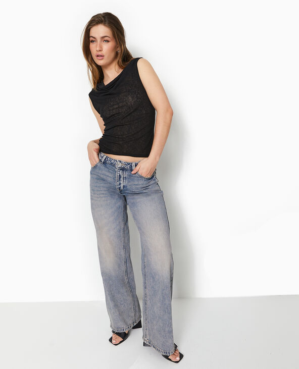 Top en maille légère avec encolure bénitier noir - Pimkie