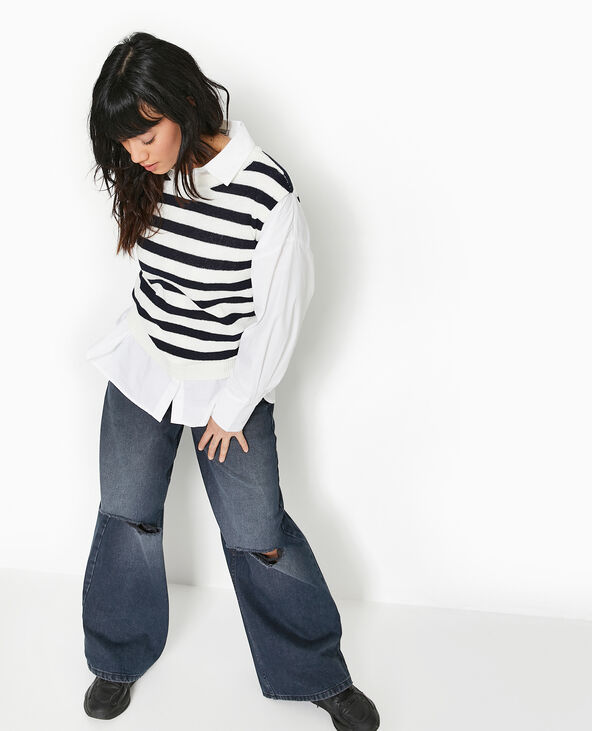 Pull sans manches rayé blanc - Pimkie