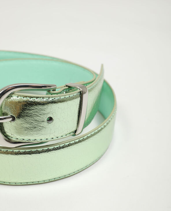 Ceinture en simili cuir brillant vert de gris - Pimkie