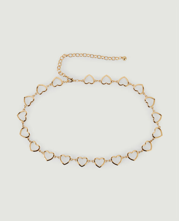 Ceinture métallique avec cœurs jaune ocre - Pimkie