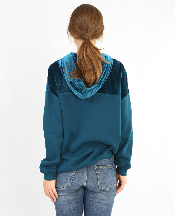 Sweat bimatière bleu foncé - Pimkie