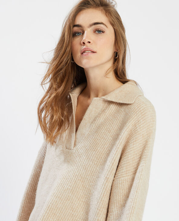 Pull col polo beige - Pimkie