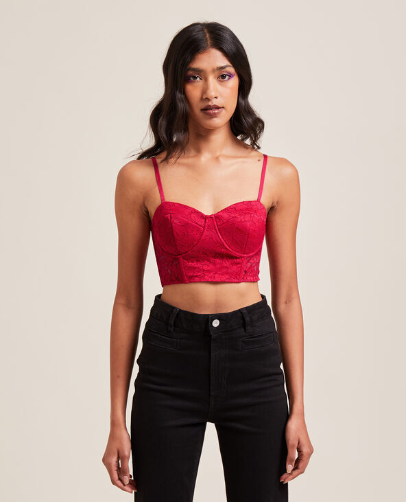 Brassière en dentelle rouge - Pimkie