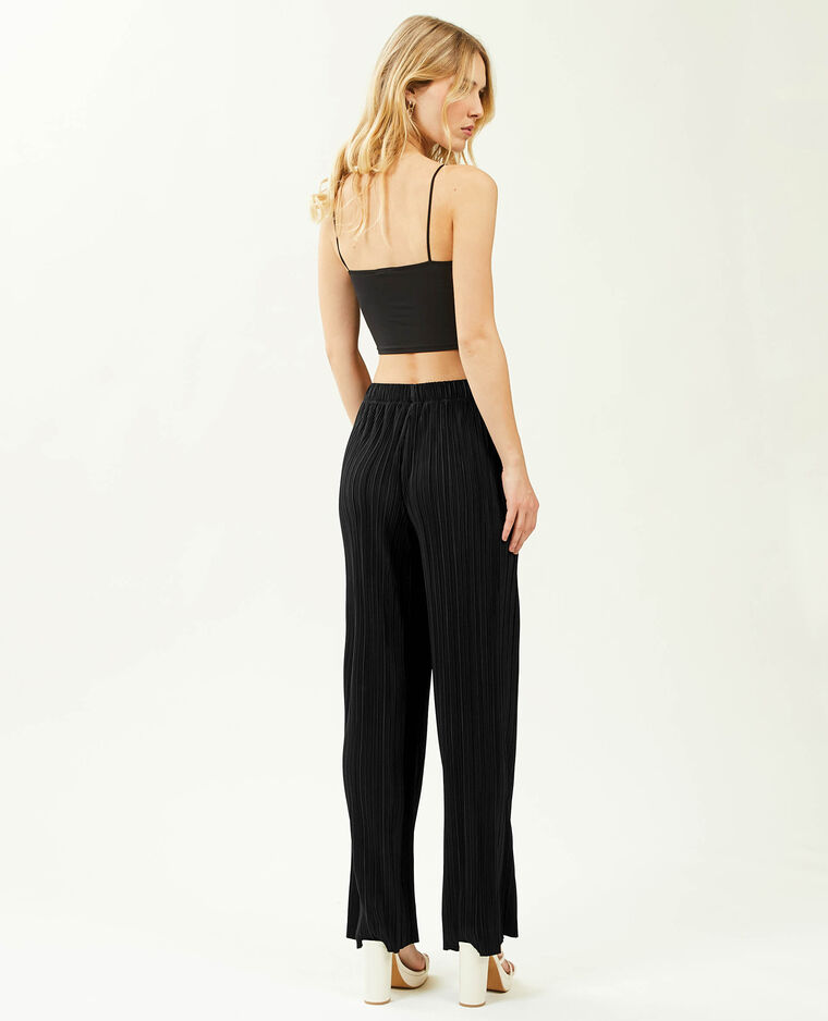 Pantalon large maille plissée noir - Pimkie