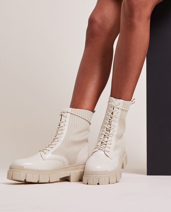 Boots en simili cuir beige - Pimkie