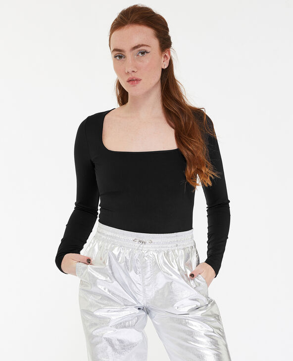 Body manches longues encolure carrée noir - Pimkie