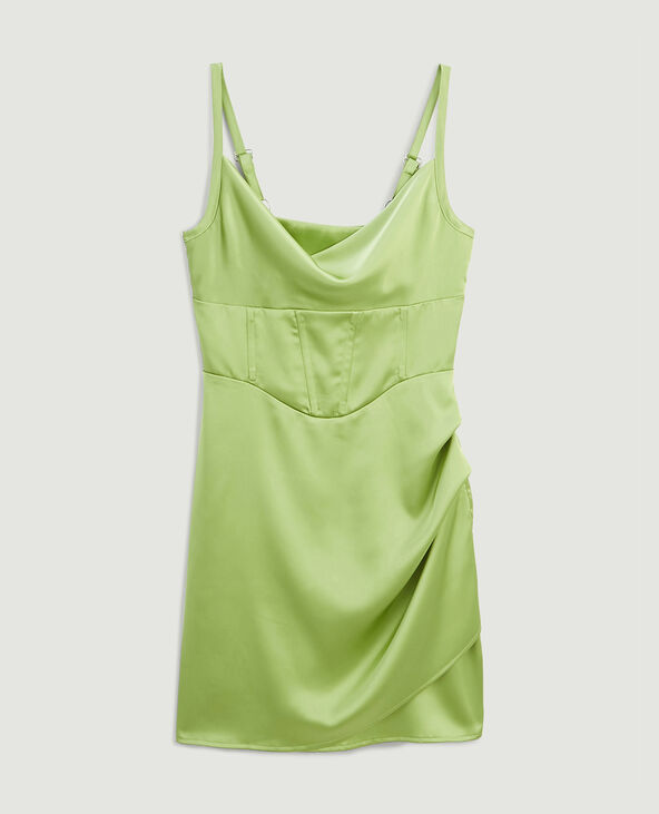 Robe corset en satin vert olive - Pimkie