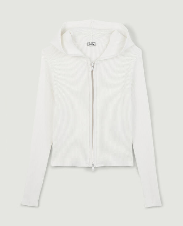 Pull zippé à capuche blanc - Pimkie