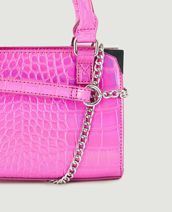Sac boxy effet croco shiny rose - Pimkie