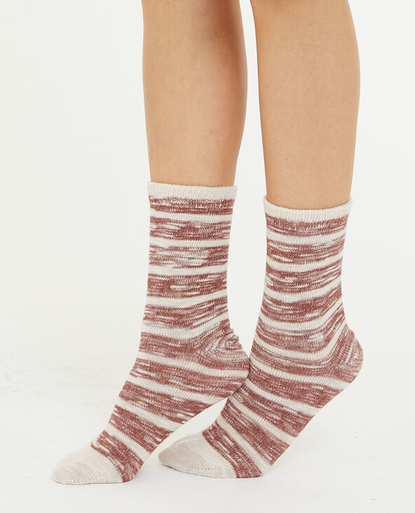 Paire de chaussettes bicolores effet rayé taupe - Pimkie