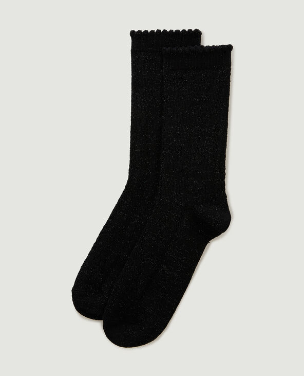 Paire de chaussettes en maille ajourée avec lurex noir - Pimkie