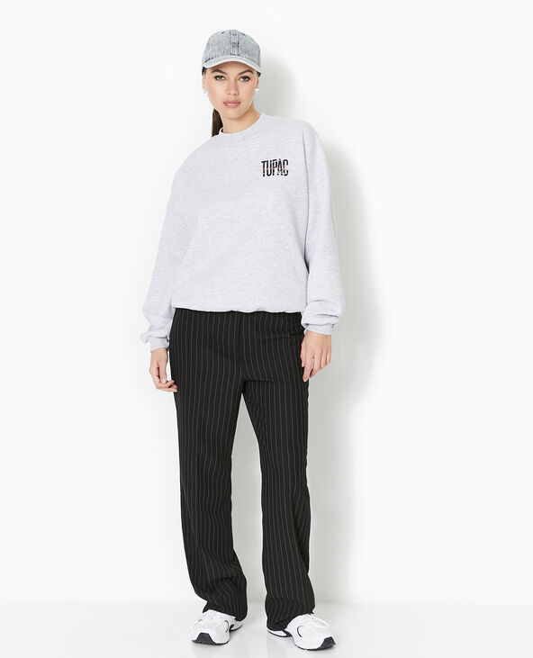 Sweat col rond Tupac gris chiné - Pimkie