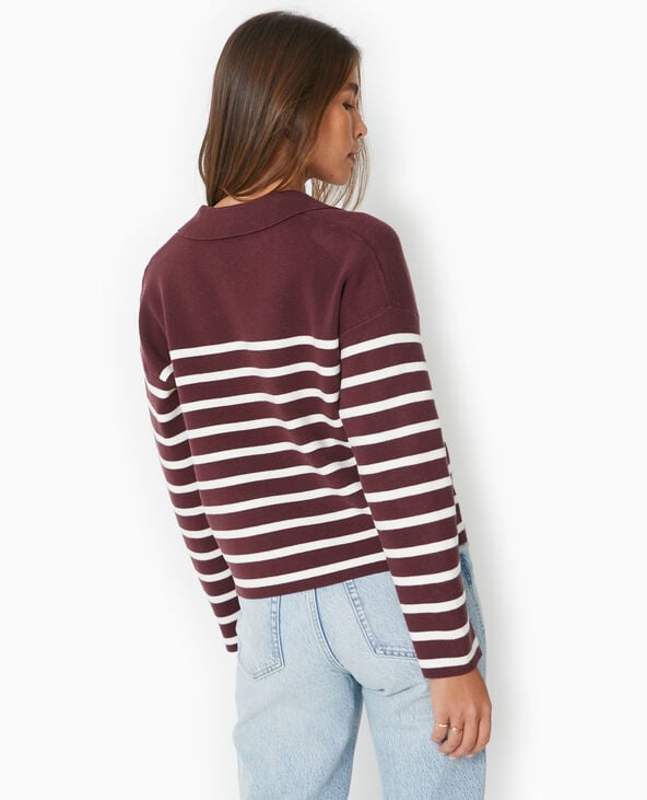 Pull avec col en maille rayée violet - Pimkie