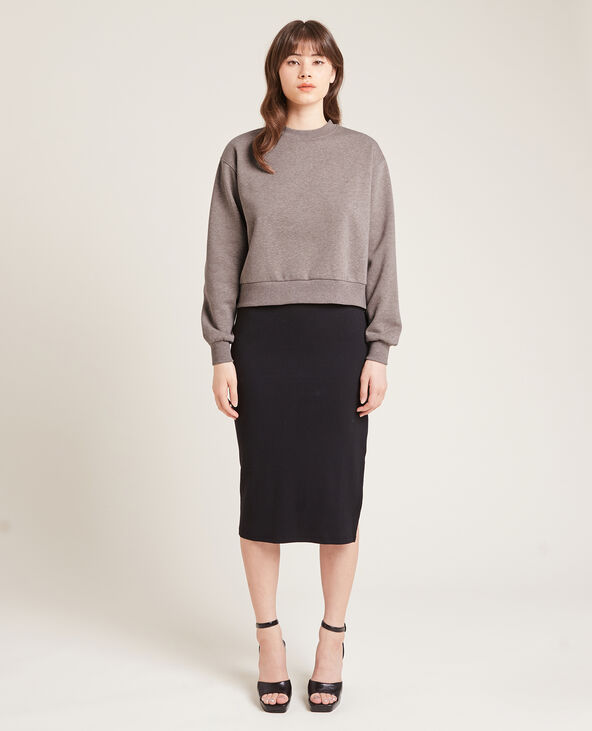 Sweat court en molleton taupe - Pimkie