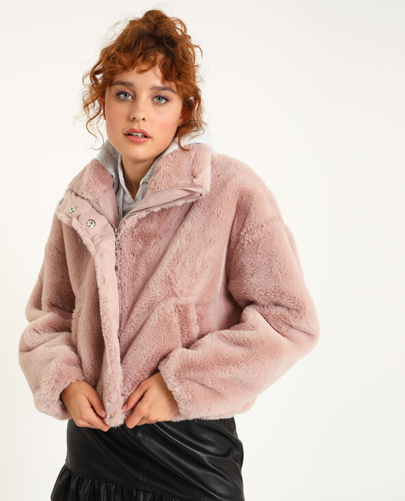 Blouson en fausse fourrure beige - Pimkie