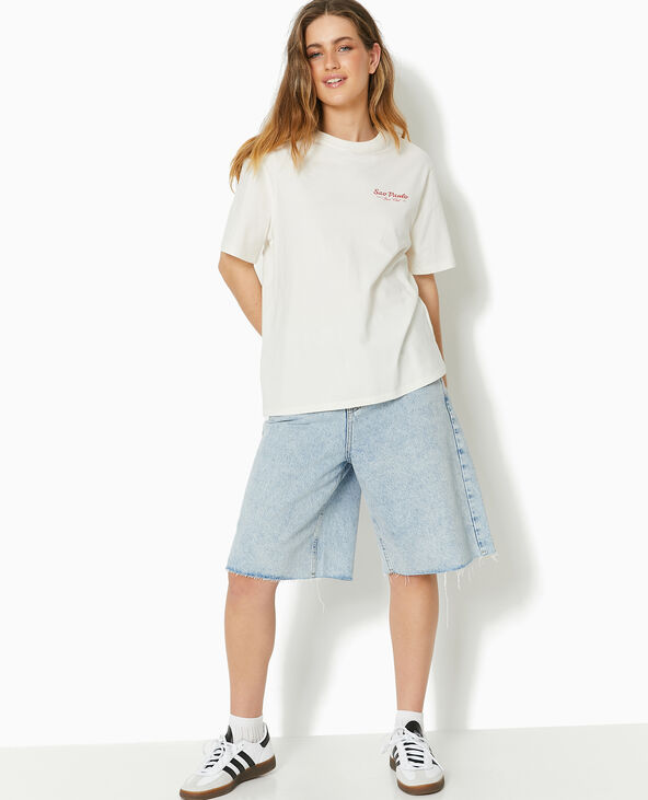 T-shirt oversize avec print poitrine et dos blanc - Pimkie