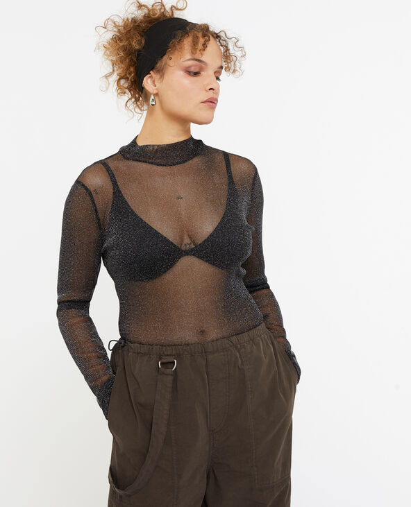 Top col montant avec lurex argenté - Pimkie