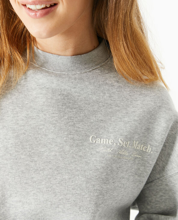 Sweat oversize avec flocages poitrine et dos gris chiné - Pimkie