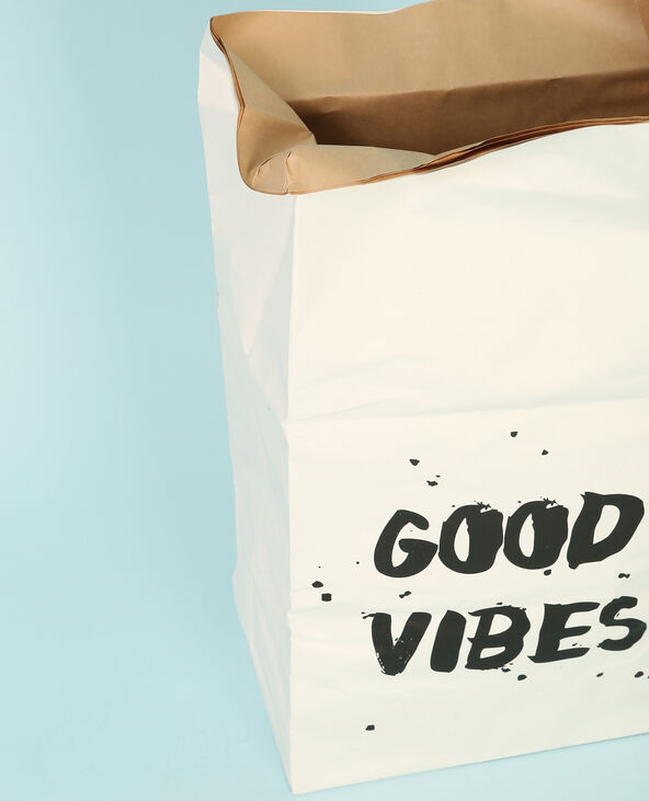 Grand paper bag "good vibes" écru - Pimkie